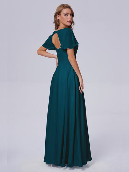 Anastasia Chiffon Long Bridesmaid Dresses With Sleeves
