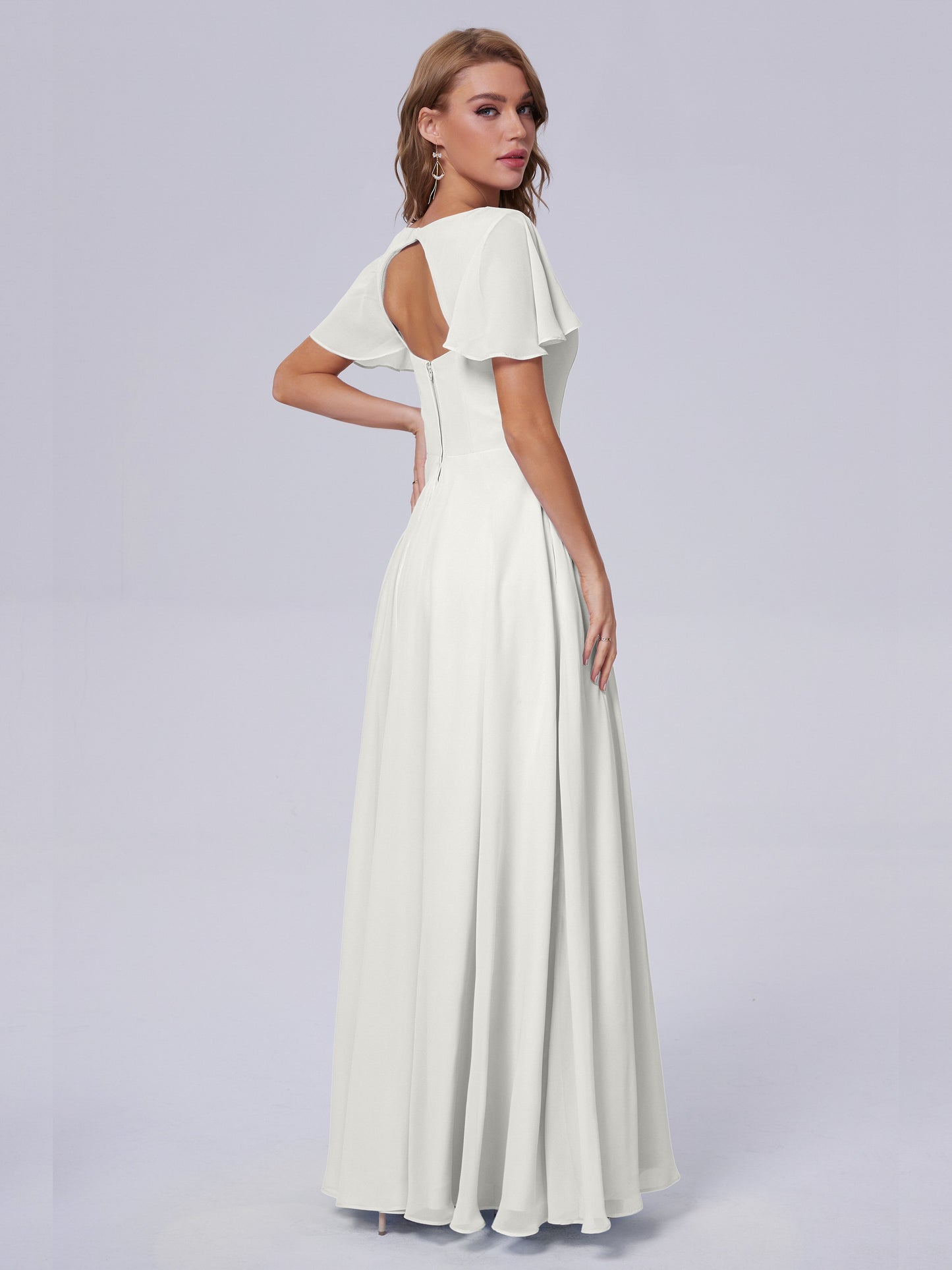 Anastasia Chiffon Long Bridesmaid Dresses With Sleeves