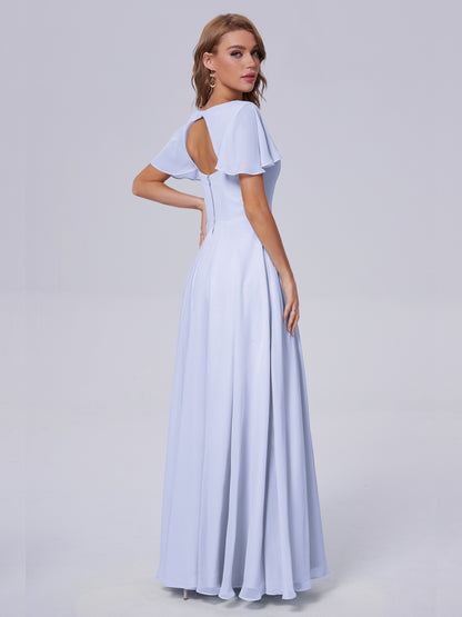 Anastasia Chiffon Long Bridesmaid Dresses With Sleeves
