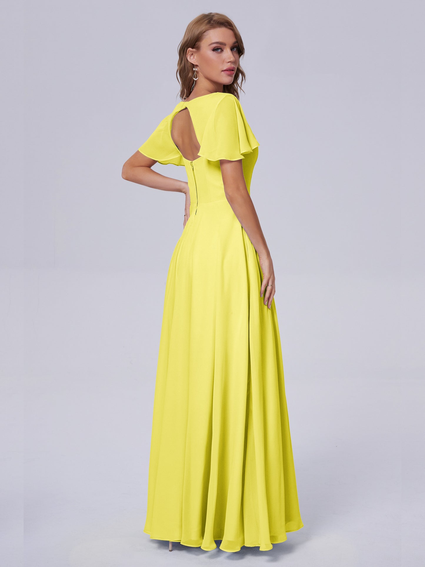 Anastasia Chiffon Long Bridesmaid Dresses With Sleeves