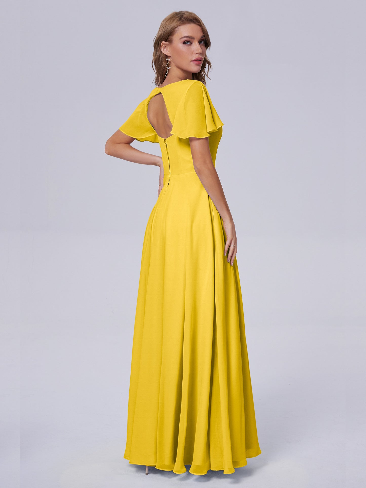 Anastasia Chiffon Long Bridesmaid Dresses With Sleeves