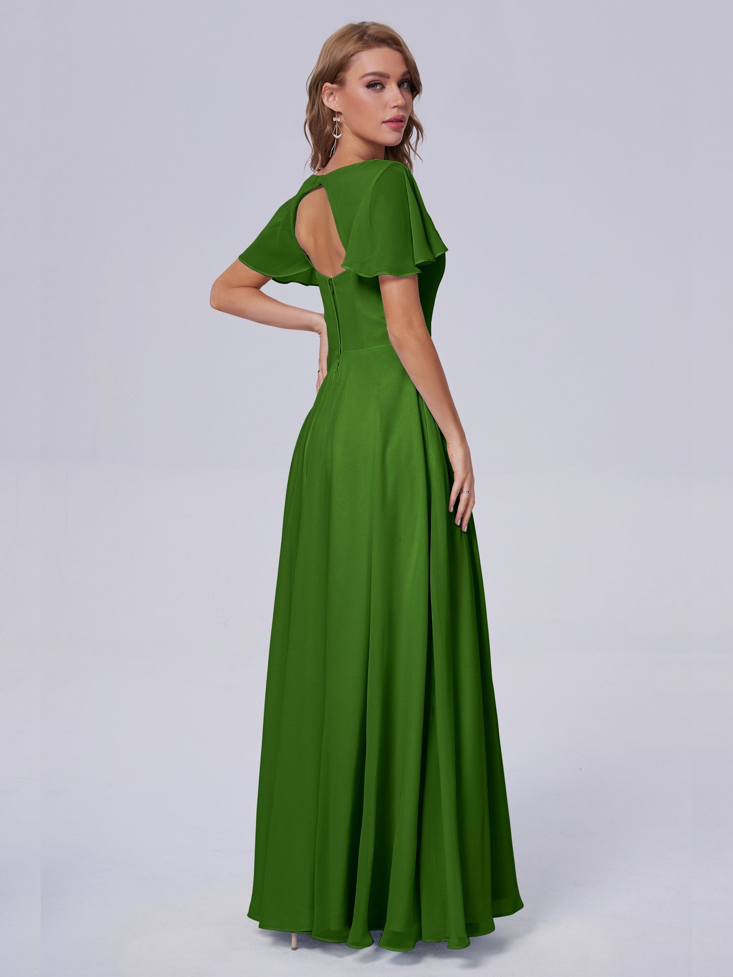 Anastasia Chiffon Long Bridesmaid Dresses With Sleeves