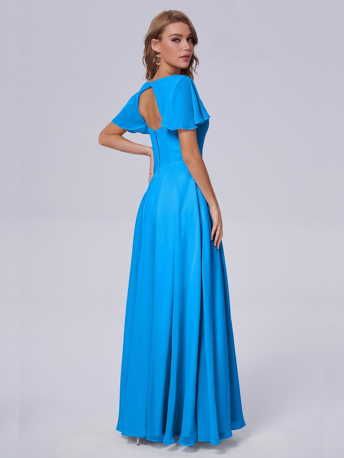 Anastasia Chiffon Long Bridesmaid Dresses With Sleeves