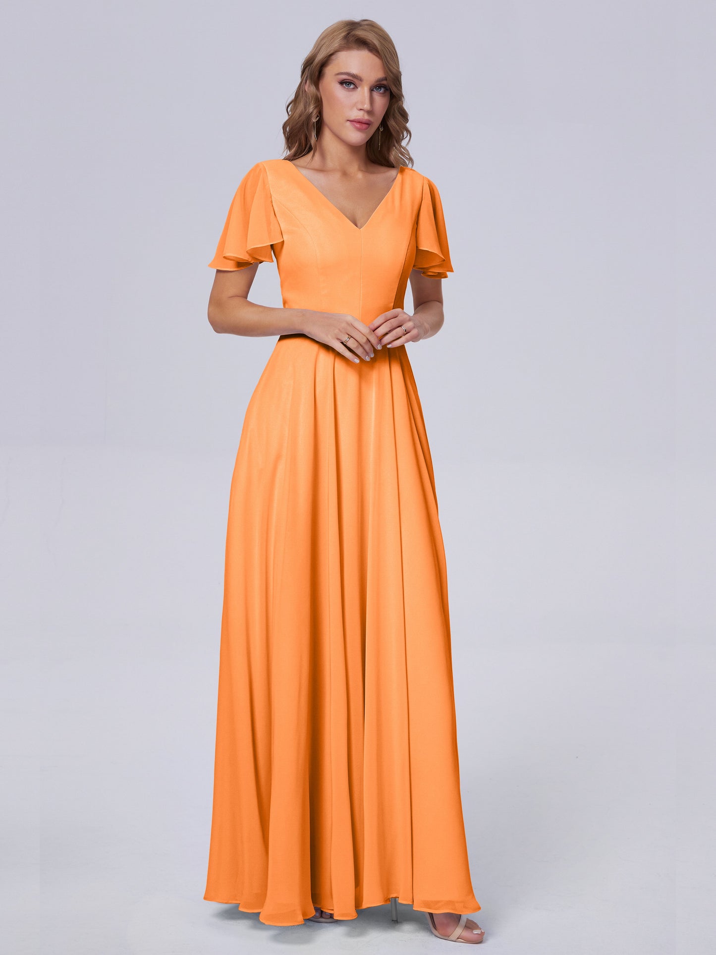 Anastasia Chiffon Long Bridesmaid Dresses With Sleeves