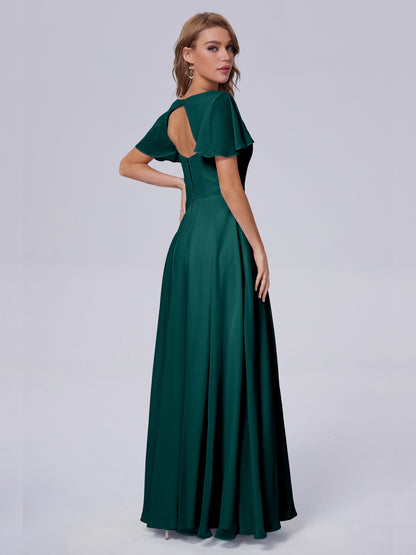 Anastasia Chiffon Long Bridesmaid Dresses With Sleeves