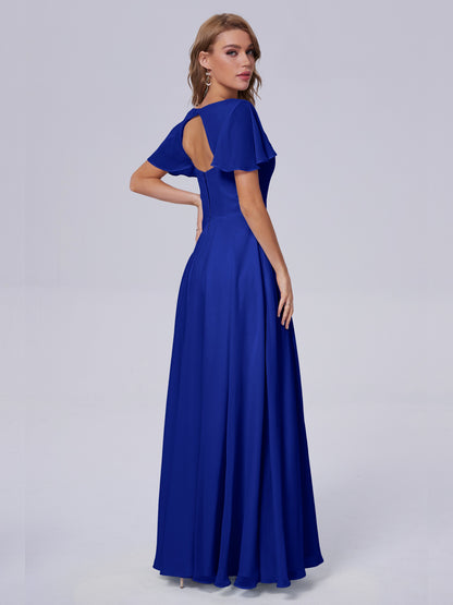 Anastasia Chiffon Long Bridesmaid Dresses With Sleeves