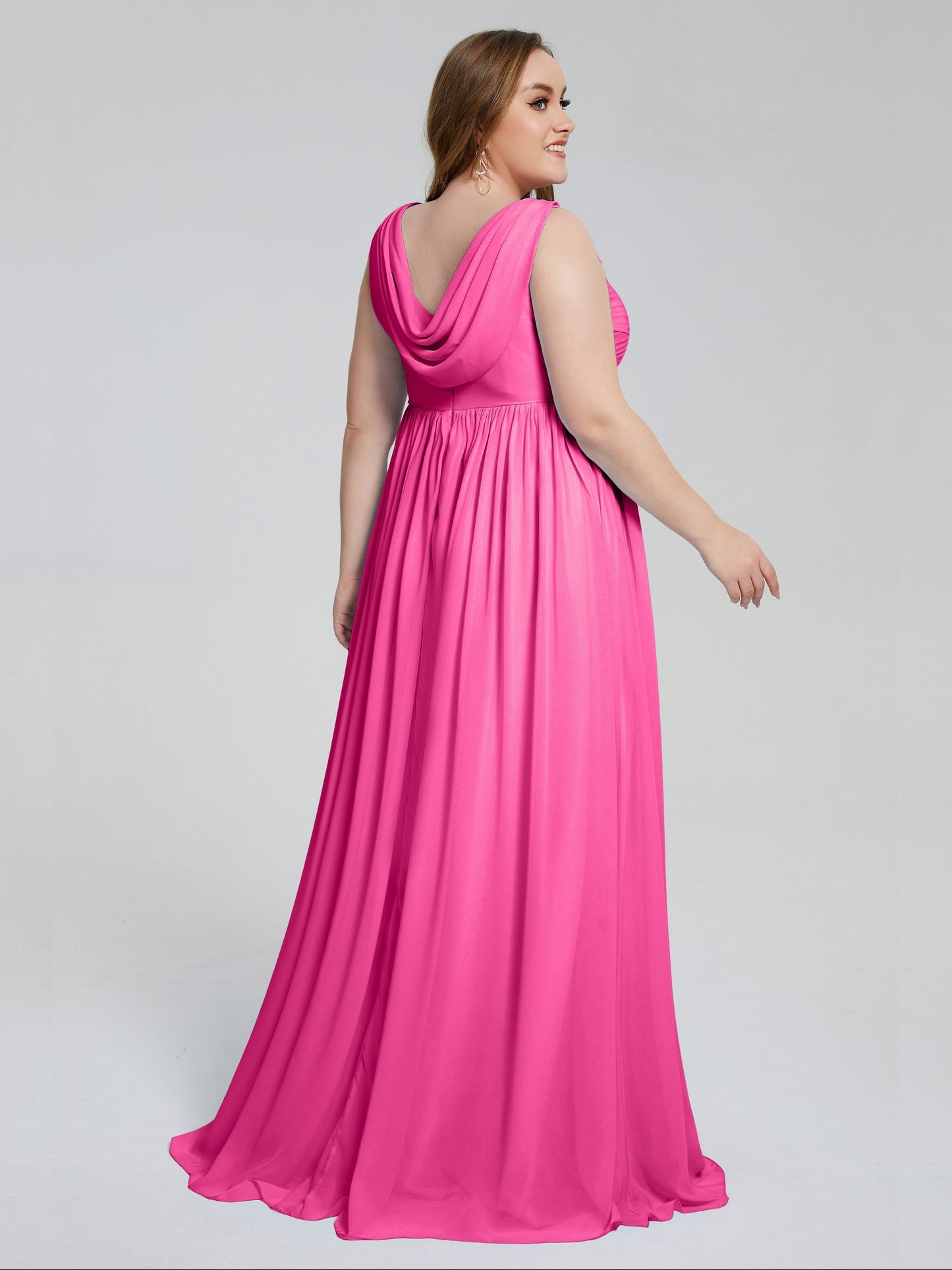 Angelina Sleeveless Plus Size Chiffon Long Bridesmaid Dresses