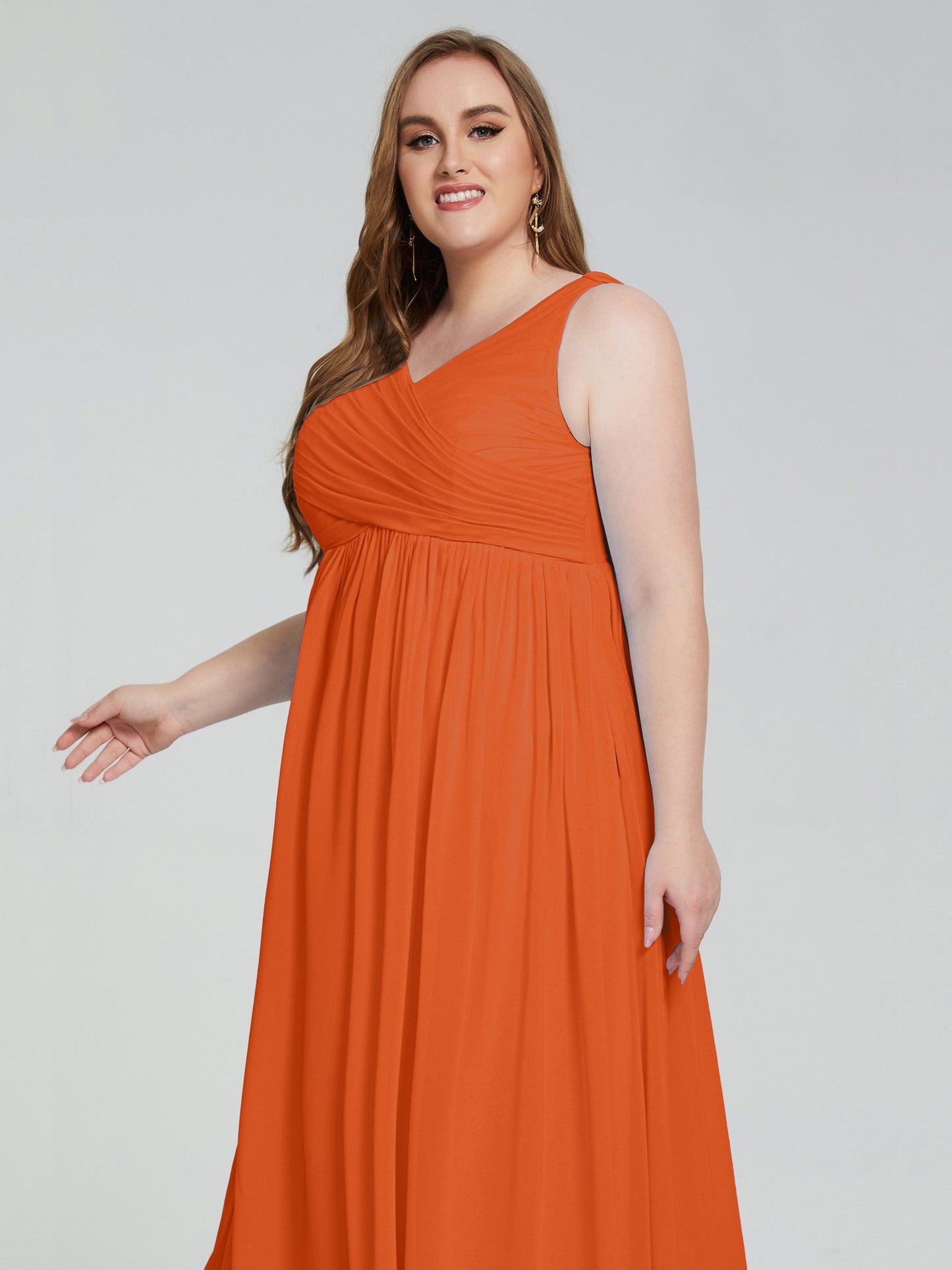 Angelina Sleeveless Plus Size Chiffon Long Bridesmaid Dresses