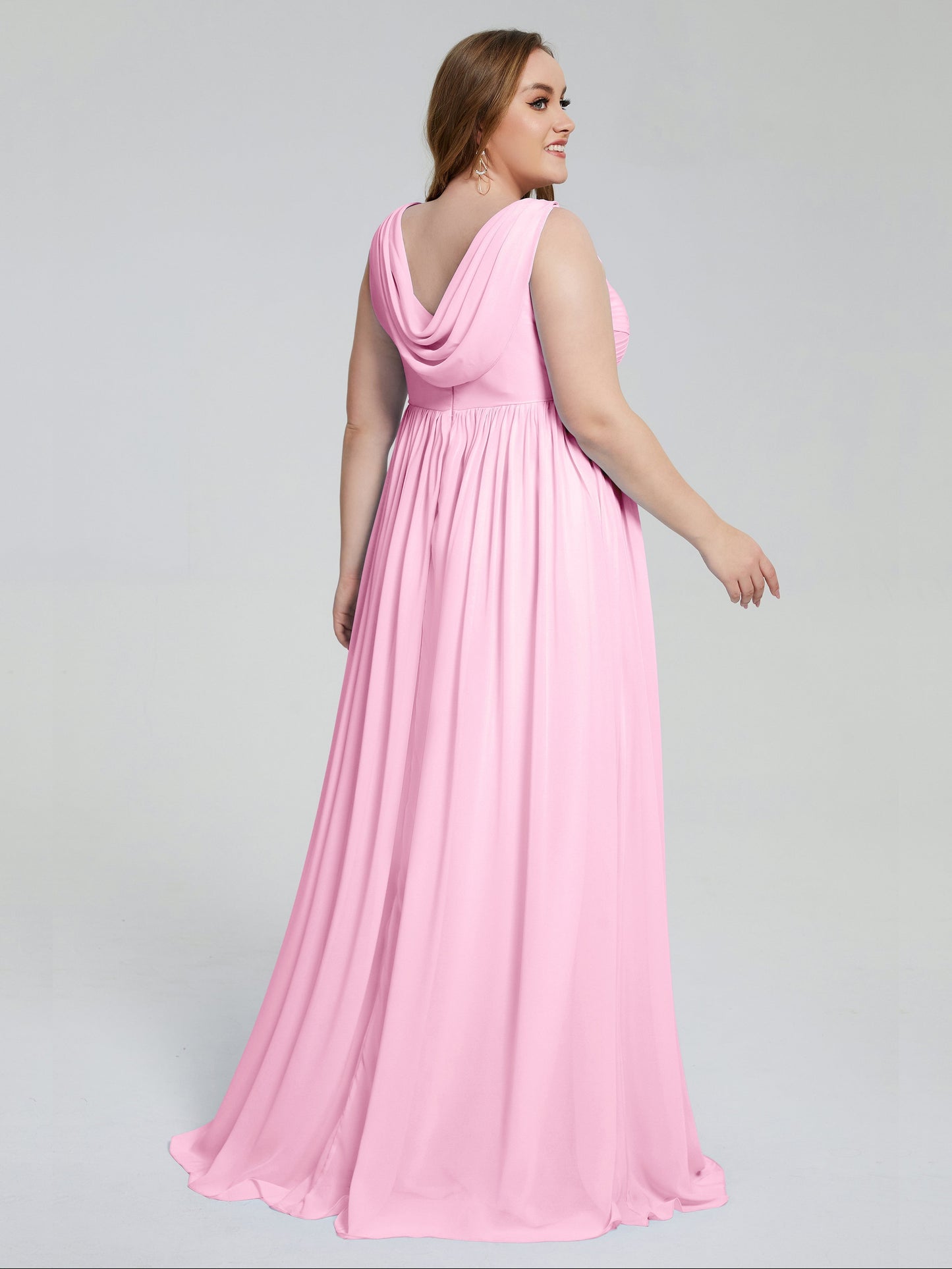 Angelina Sleeveless Plus Size Chiffon Long Bridesmaid Dresses