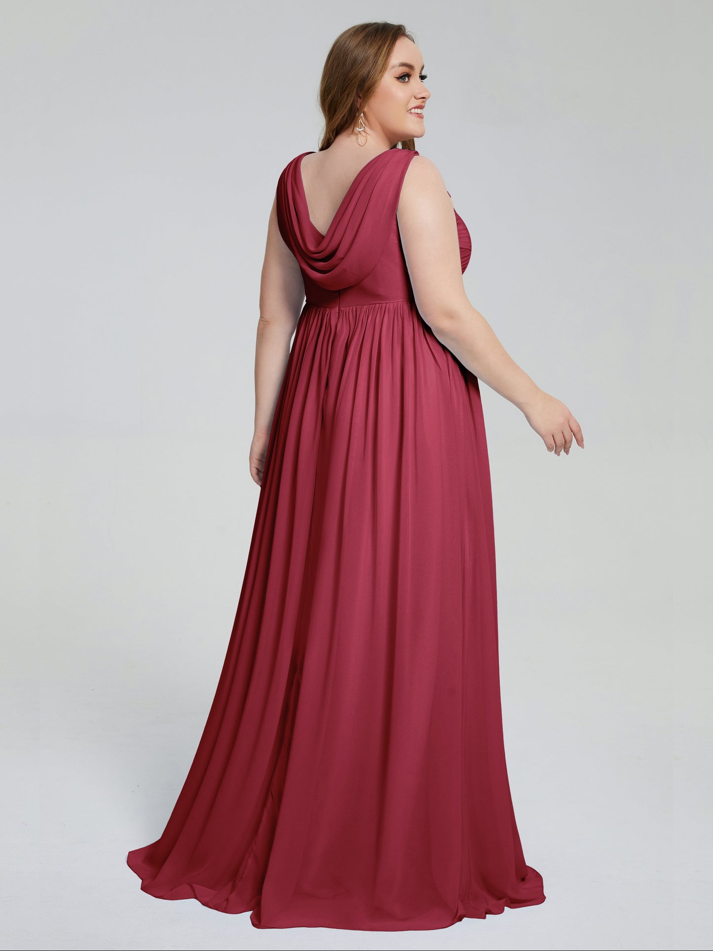 Angelina Sleeveless Plus Size Chiffon Long Bridesmaid Dresses