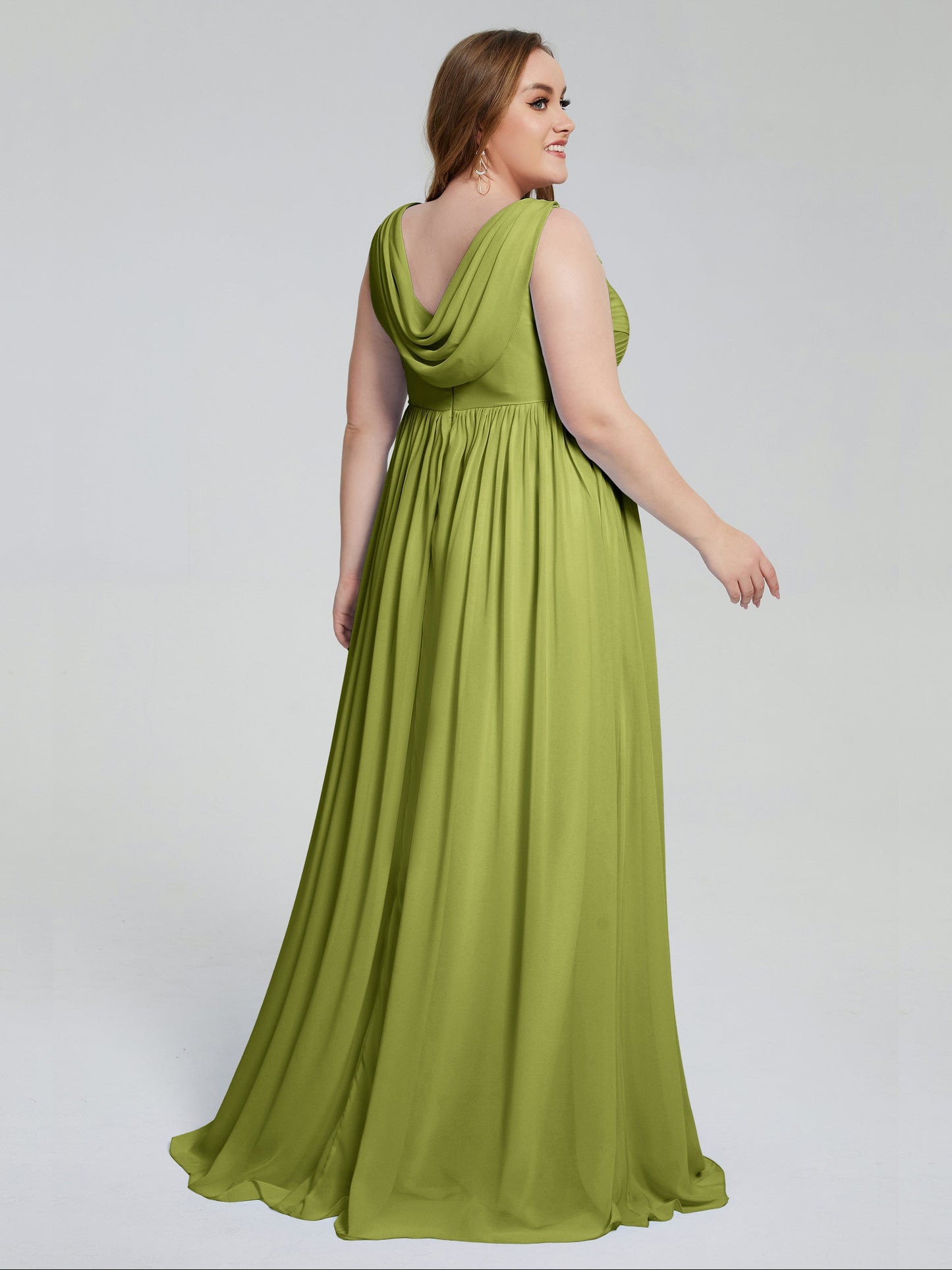 Angelina Sleeveless Plus Size Chiffon Long Bridesmaid Dresses