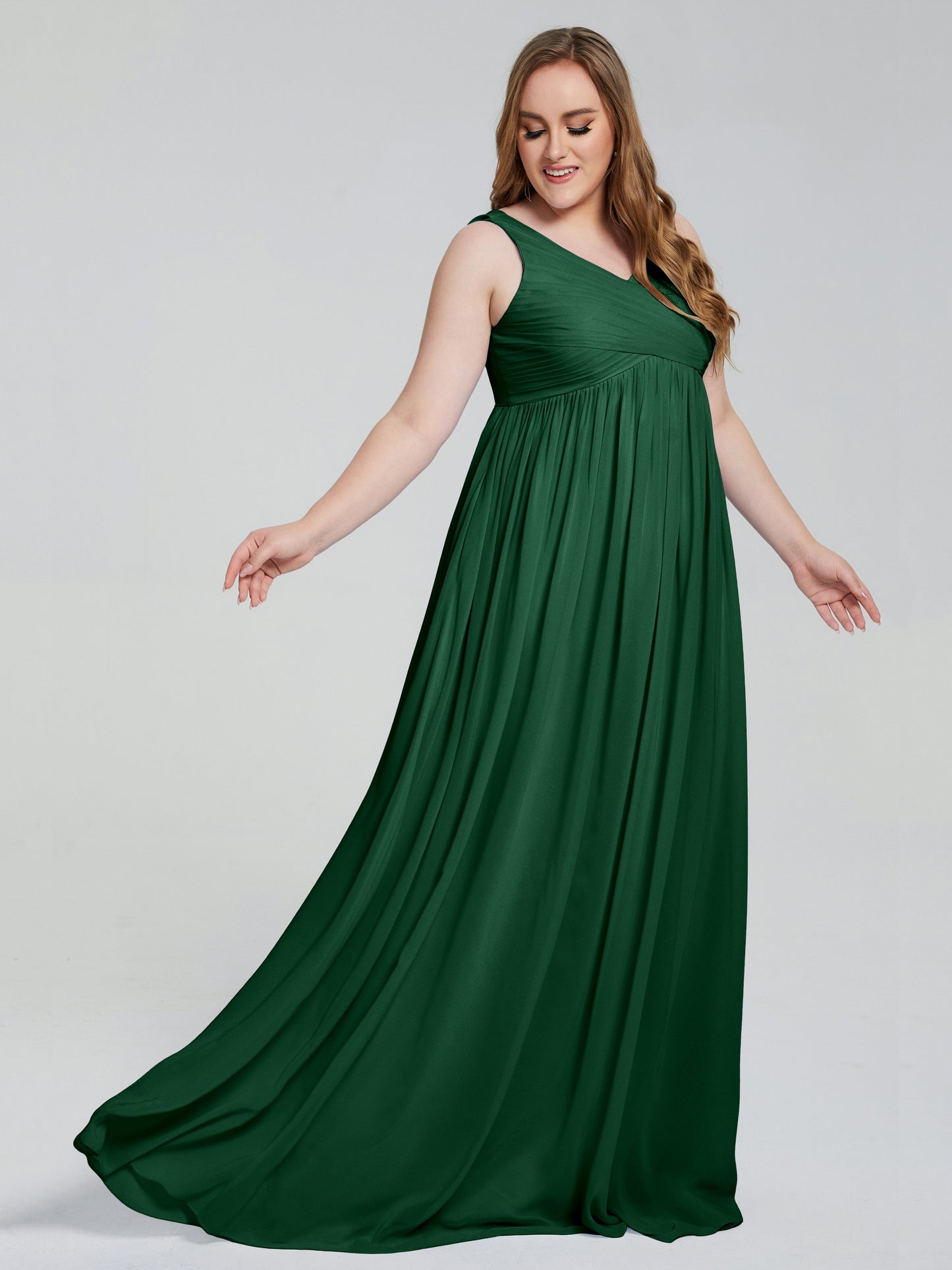 Angelina Sleeveless Plus Size Chiffon Long Bridesmaid Dresses