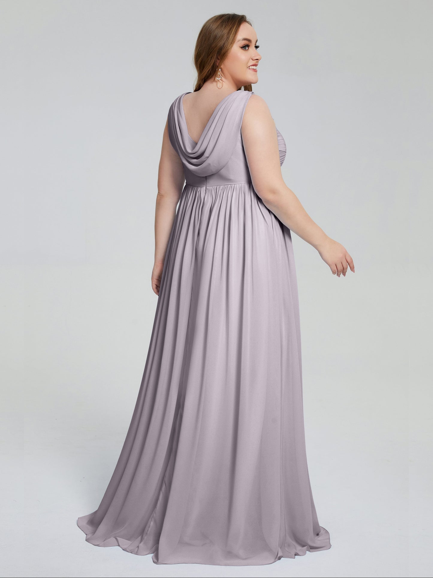 Angelina Sleeveless Plus Size Chiffon Long Bridesmaid Dresses