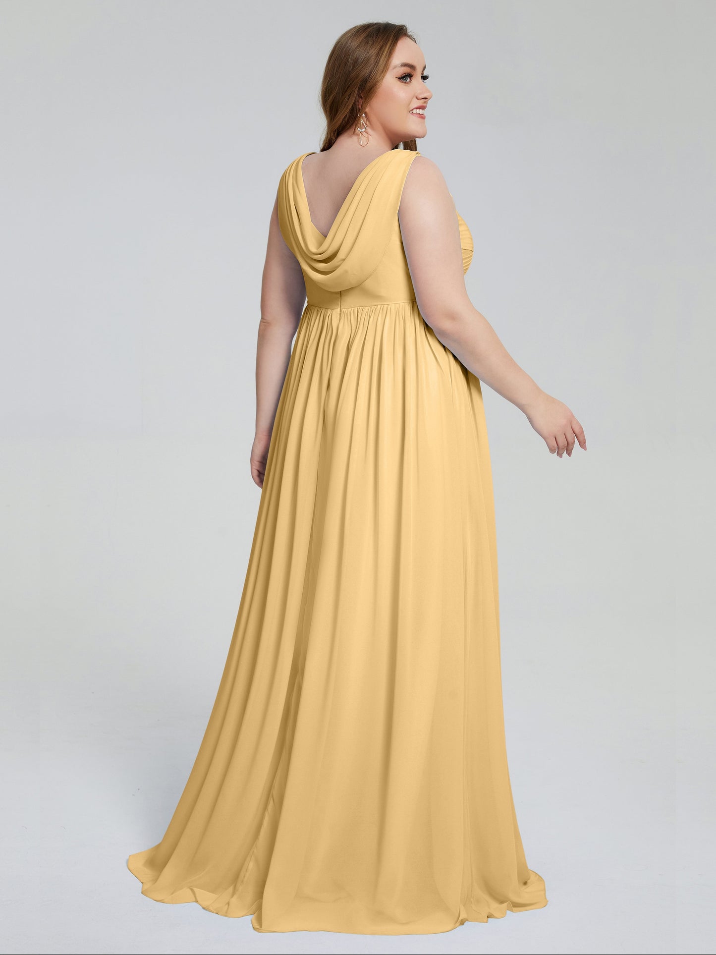 Angelina Sleeveless Plus Size Chiffon Long Bridesmaid Dresses