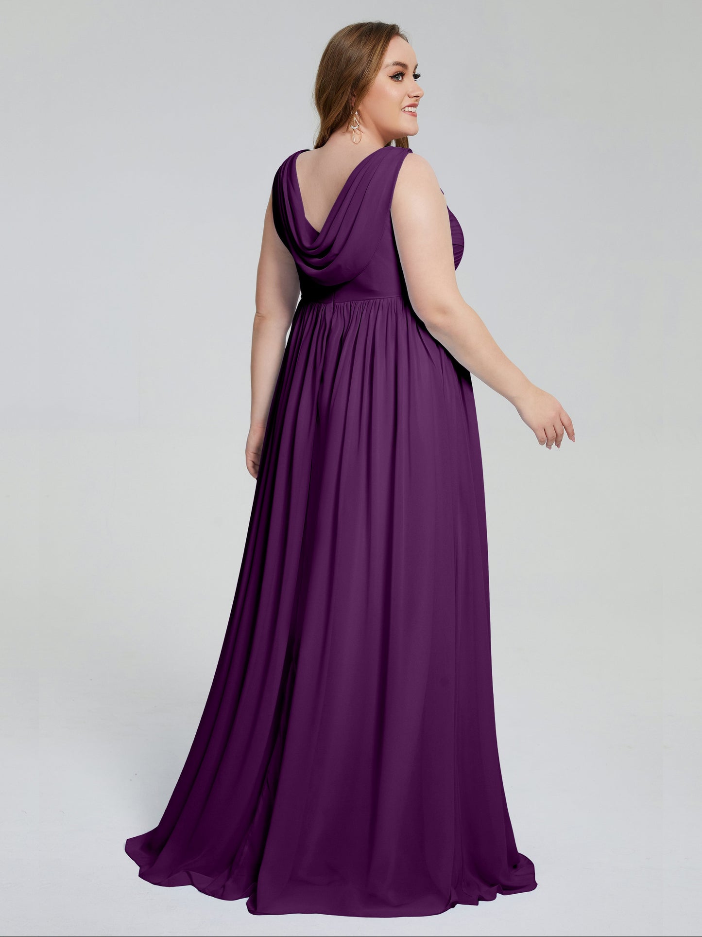 Angelina Sleeveless Plus Size Chiffon Long Bridesmaid Dresses