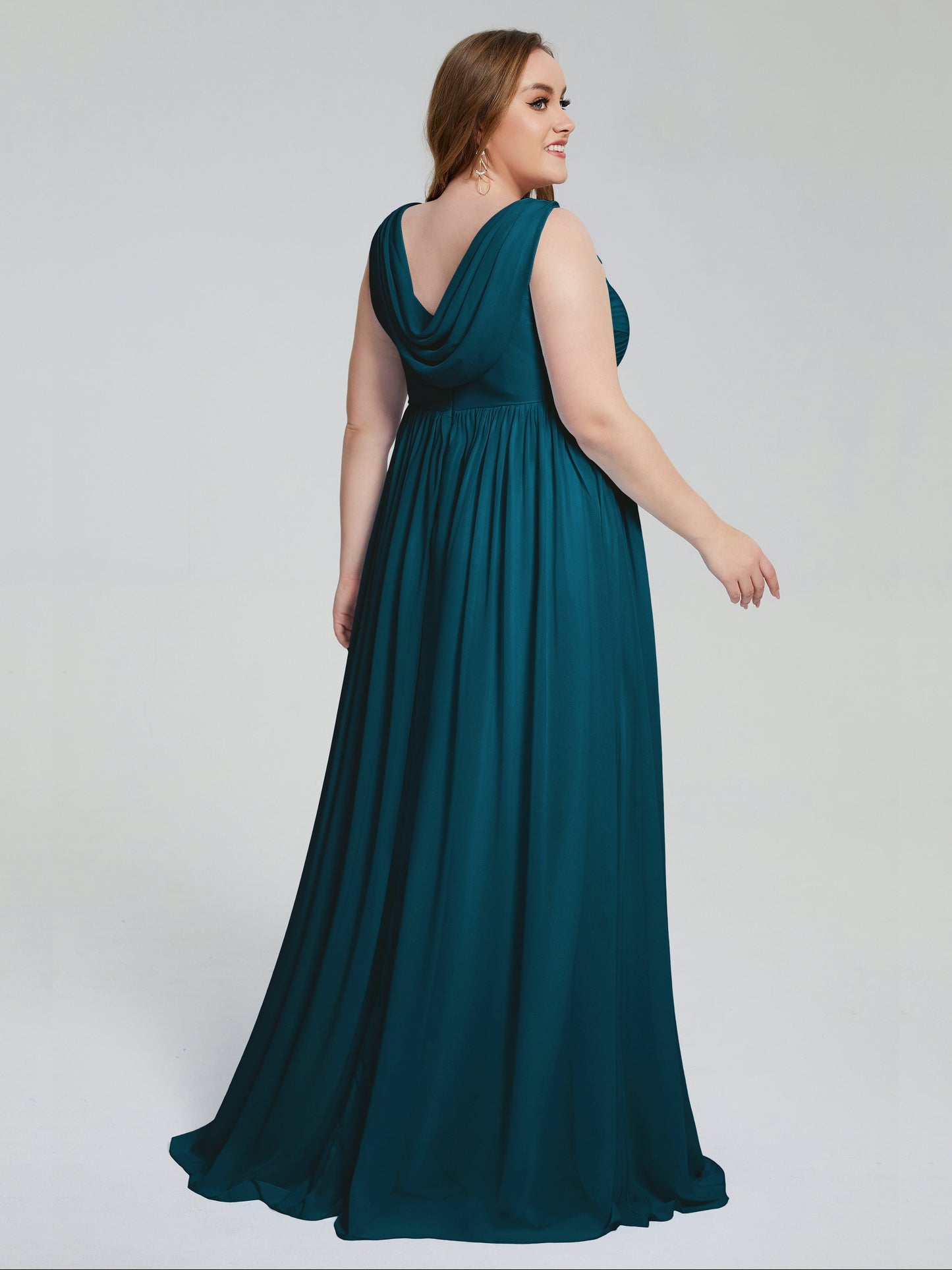 Angelina Sleeveless Plus Size Chiffon Long Bridesmaid Dresses