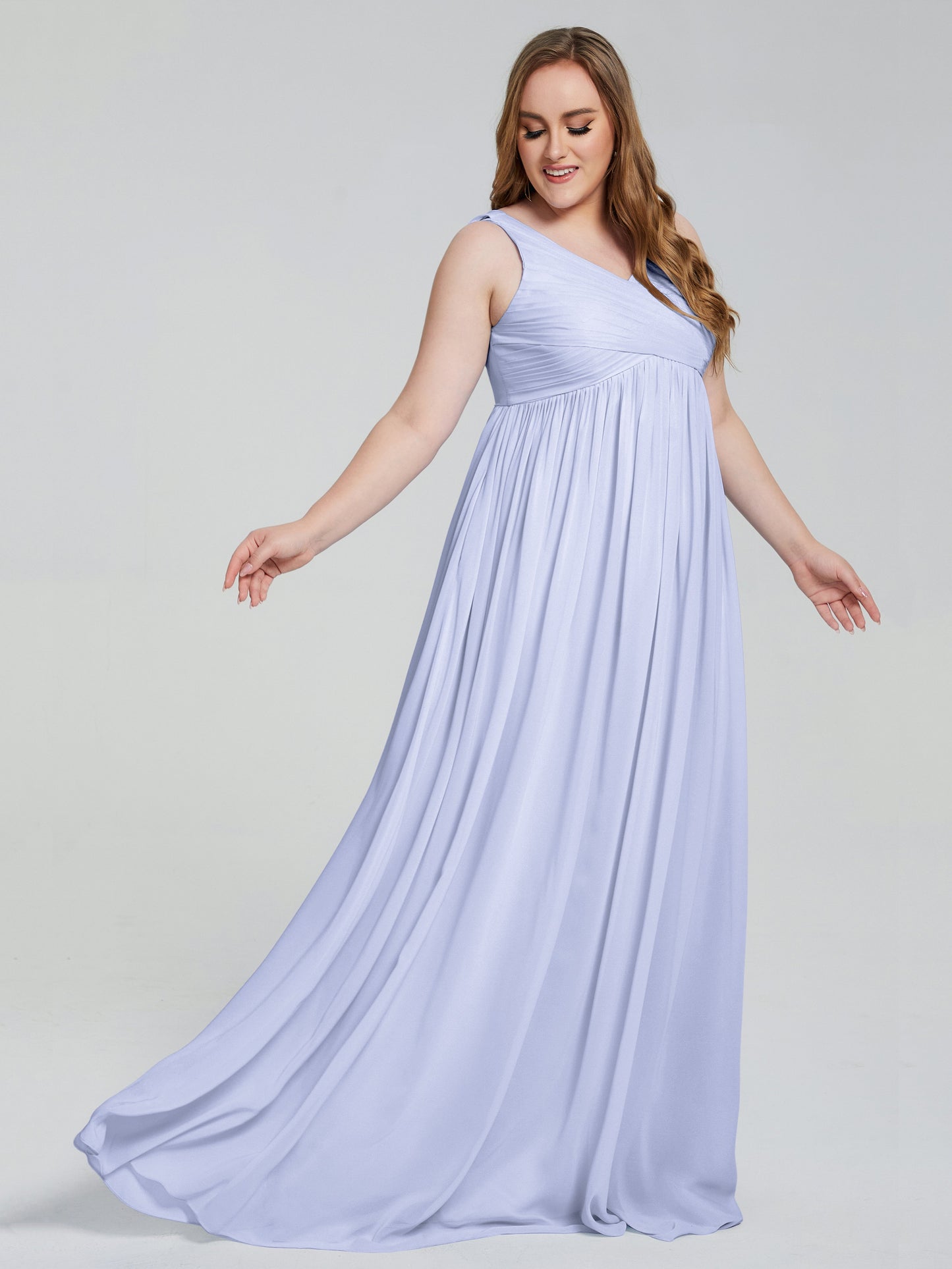 Angelina Sleeveless Plus Size Chiffon Long Bridesmaid Dresses