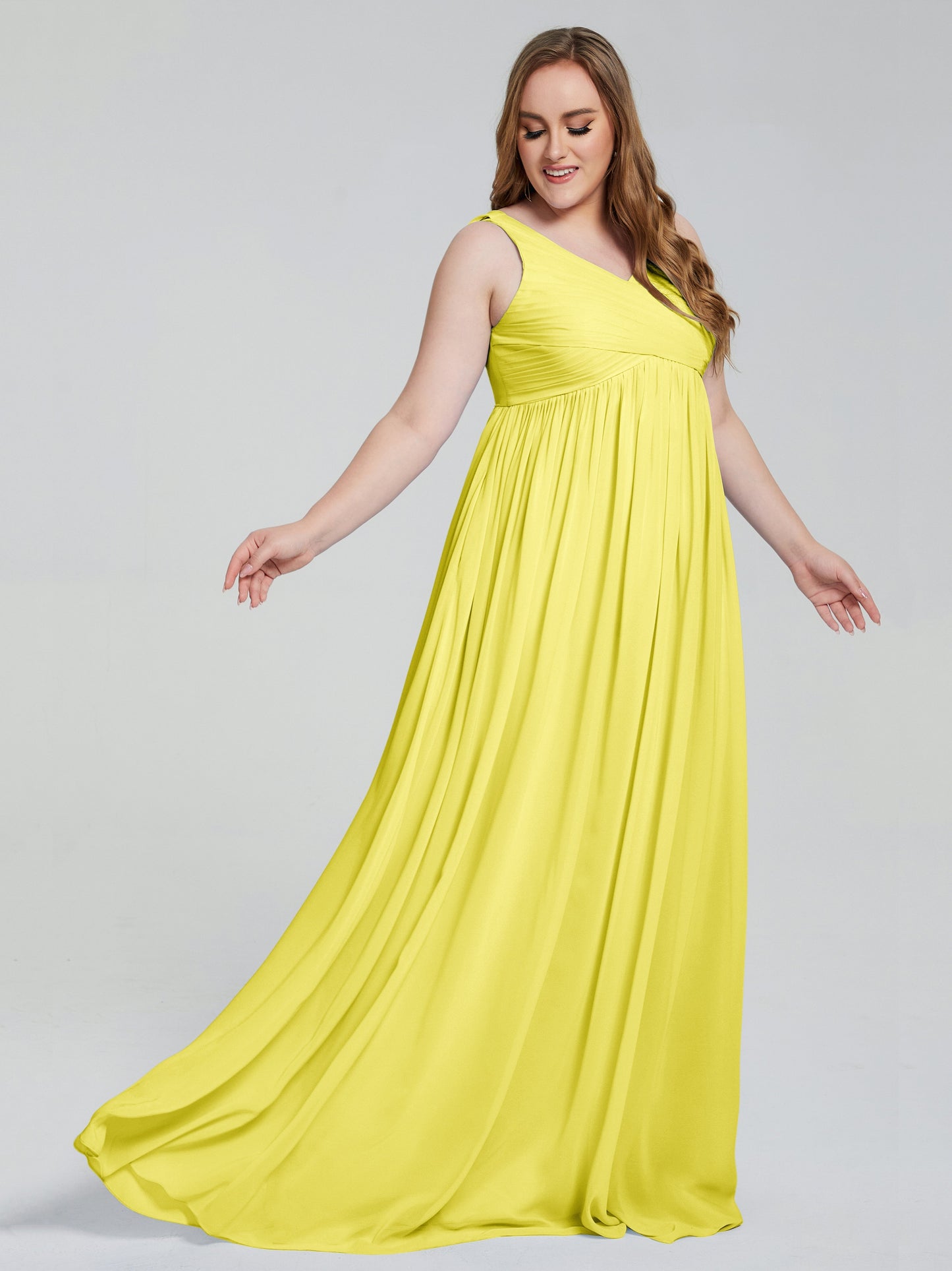 Angelina Sleeveless Plus Size Chiffon Long Bridesmaid Dresses
