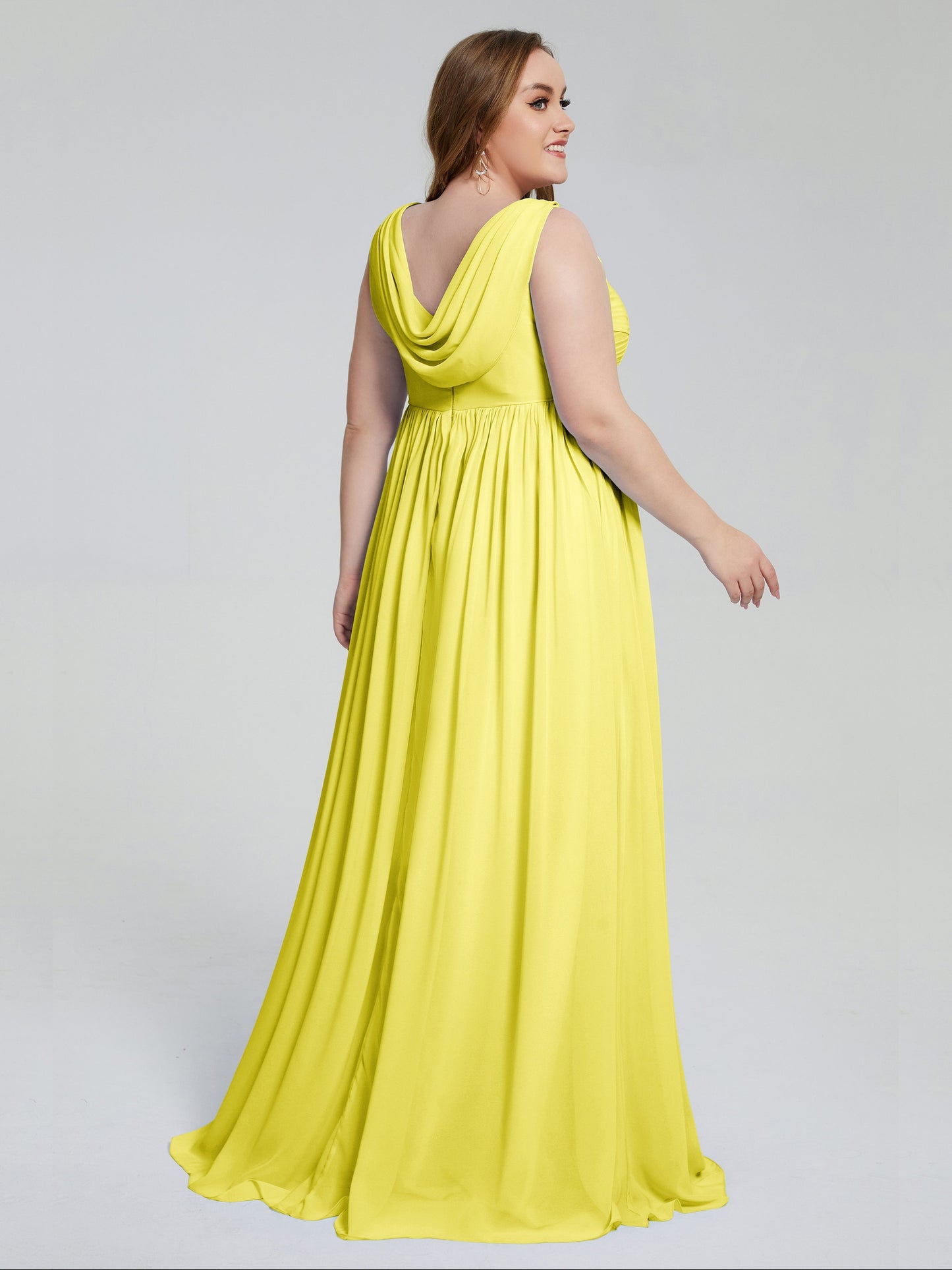 Angelina Sleeveless Plus Size Chiffon Long Bridesmaid Dresses