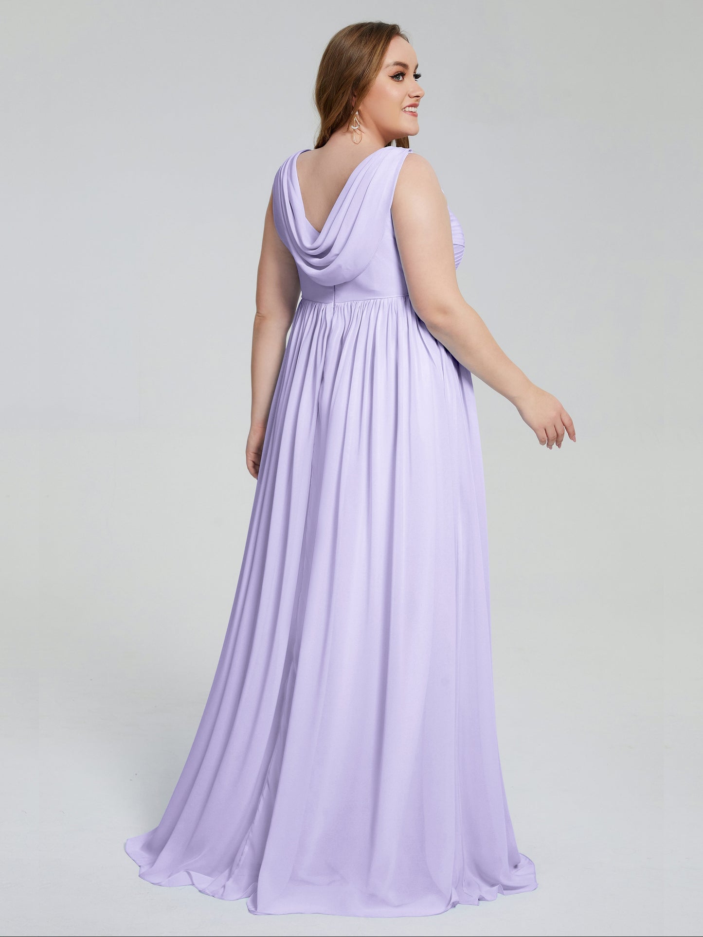 Angelina Sleeveless Plus Size Chiffon Long Bridesmaid Dresses