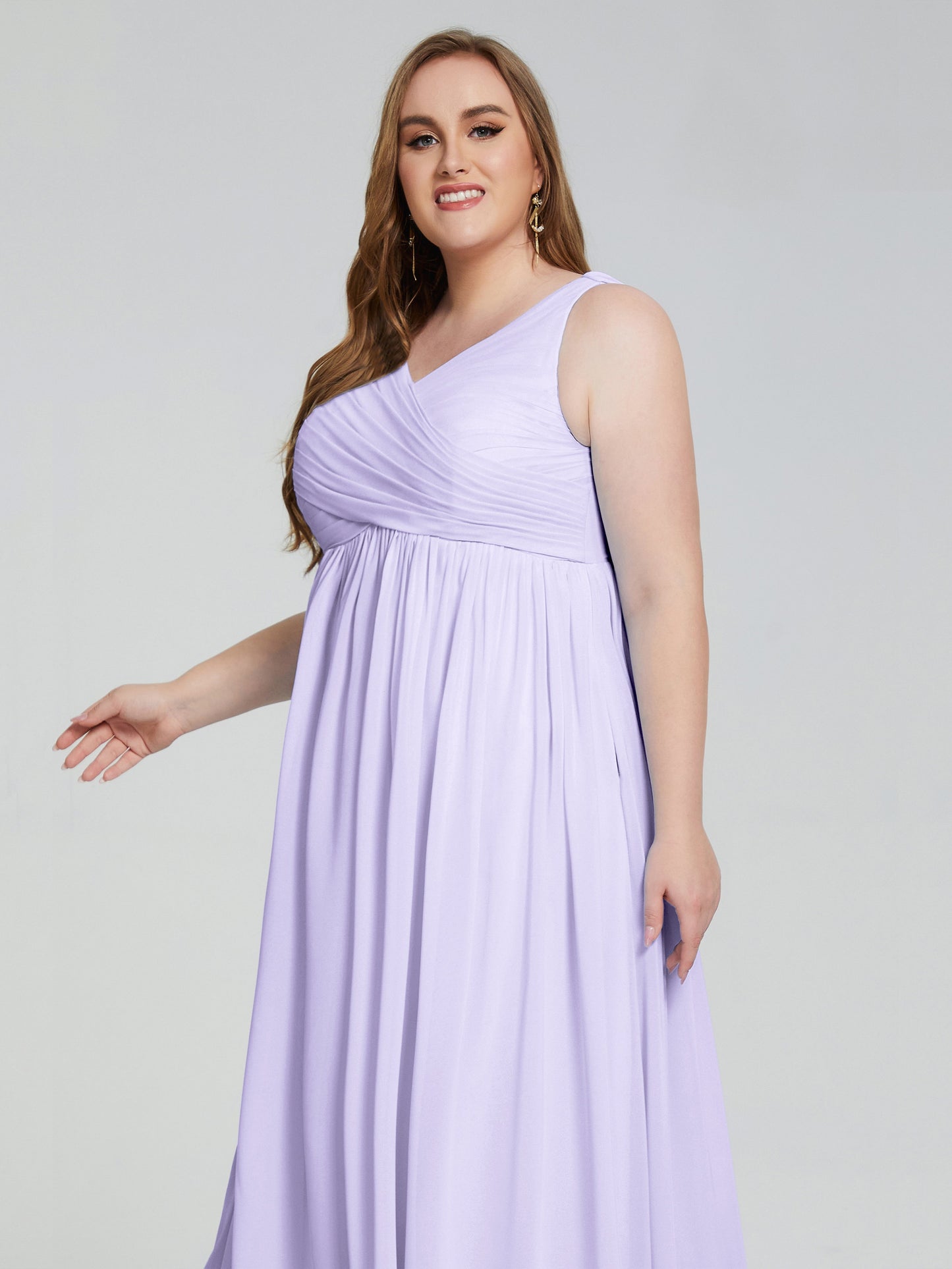 Angelina Sleeveless Plus Size Chiffon Long Bridesmaid Dresses