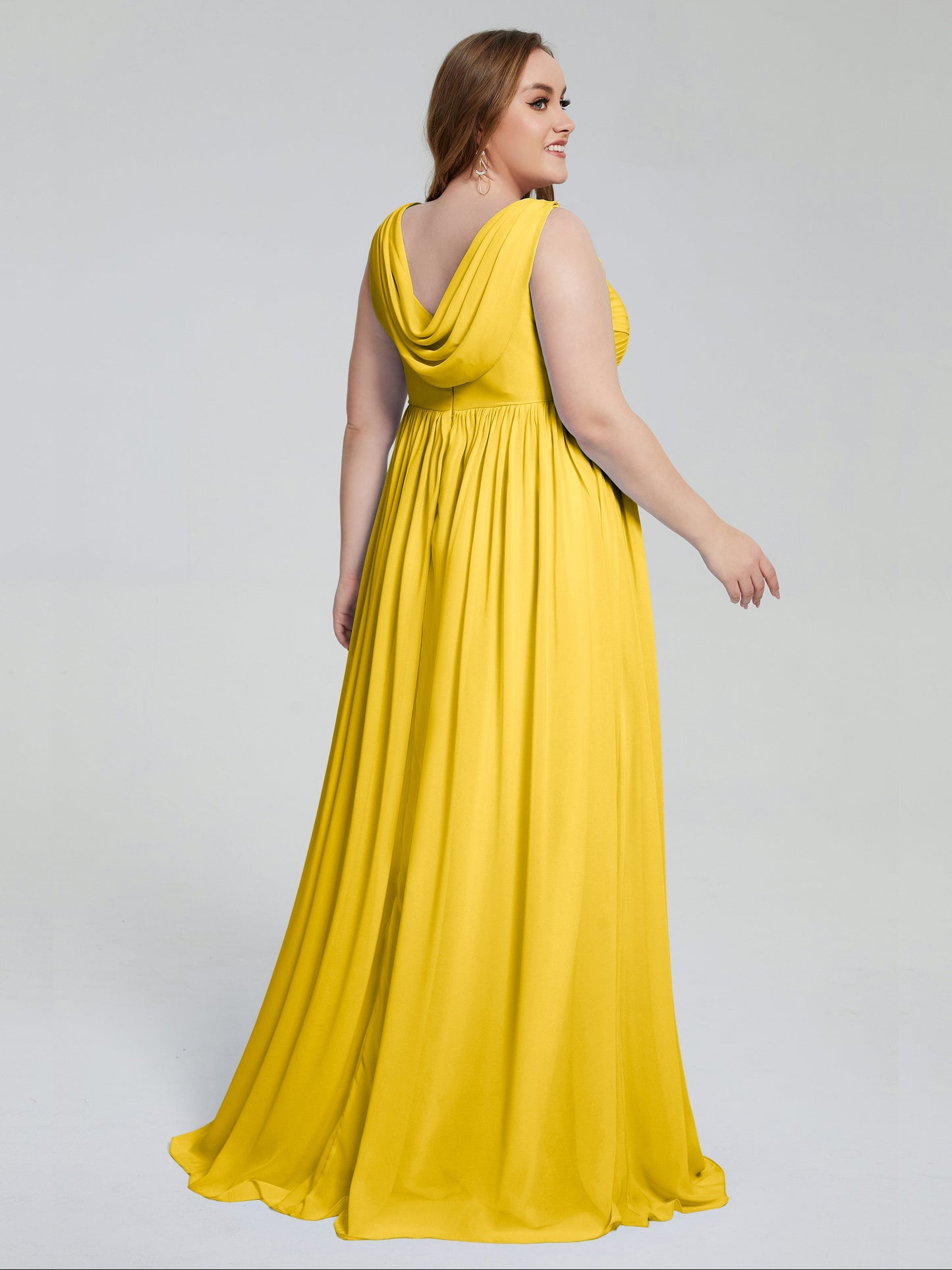 Angelina Sleeveless Plus Size Chiffon Long Bridesmaid Dresses