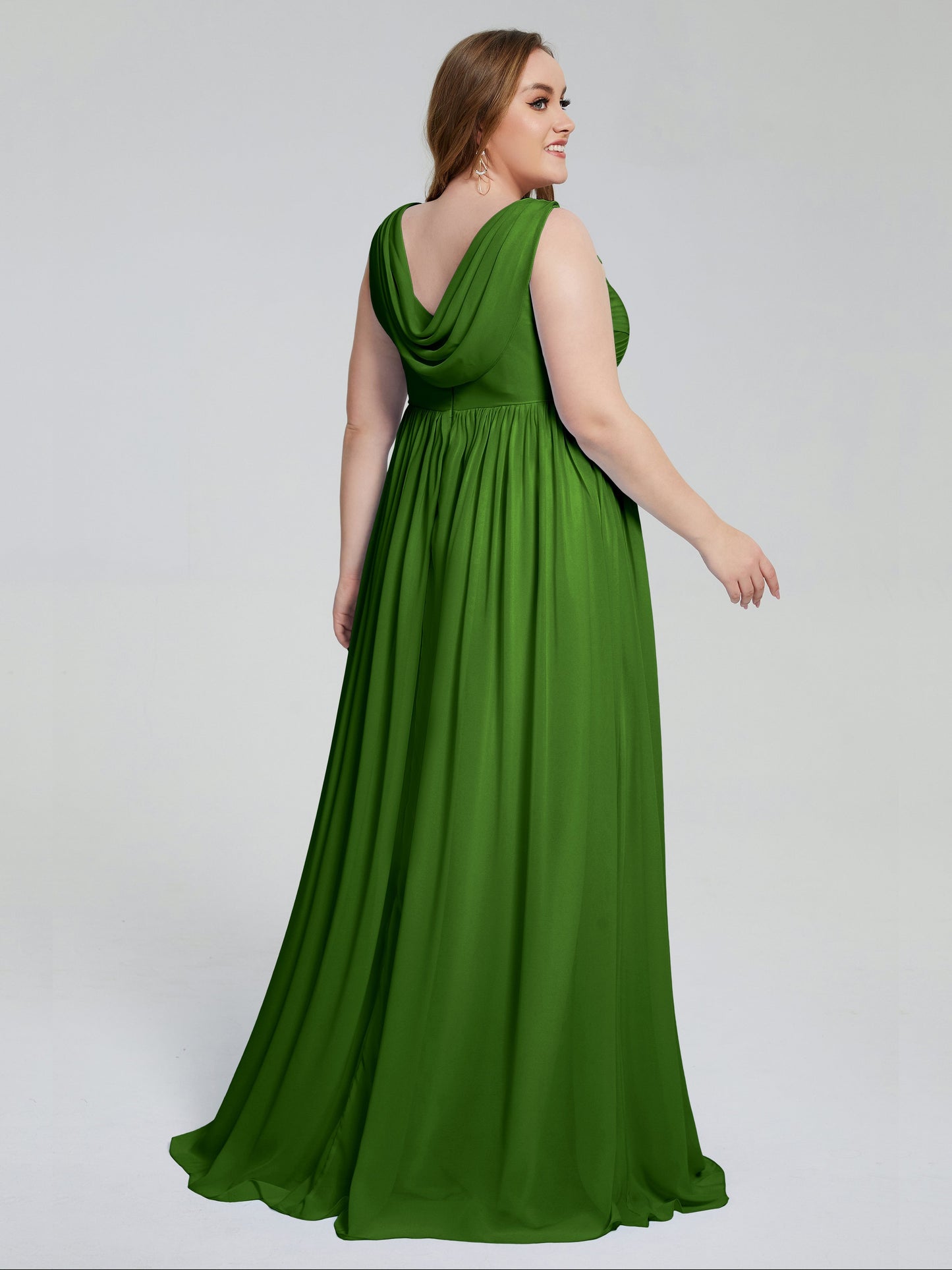 Angelina Sleeveless Plus Size Chiffon Long Bridesmaid Dresses
