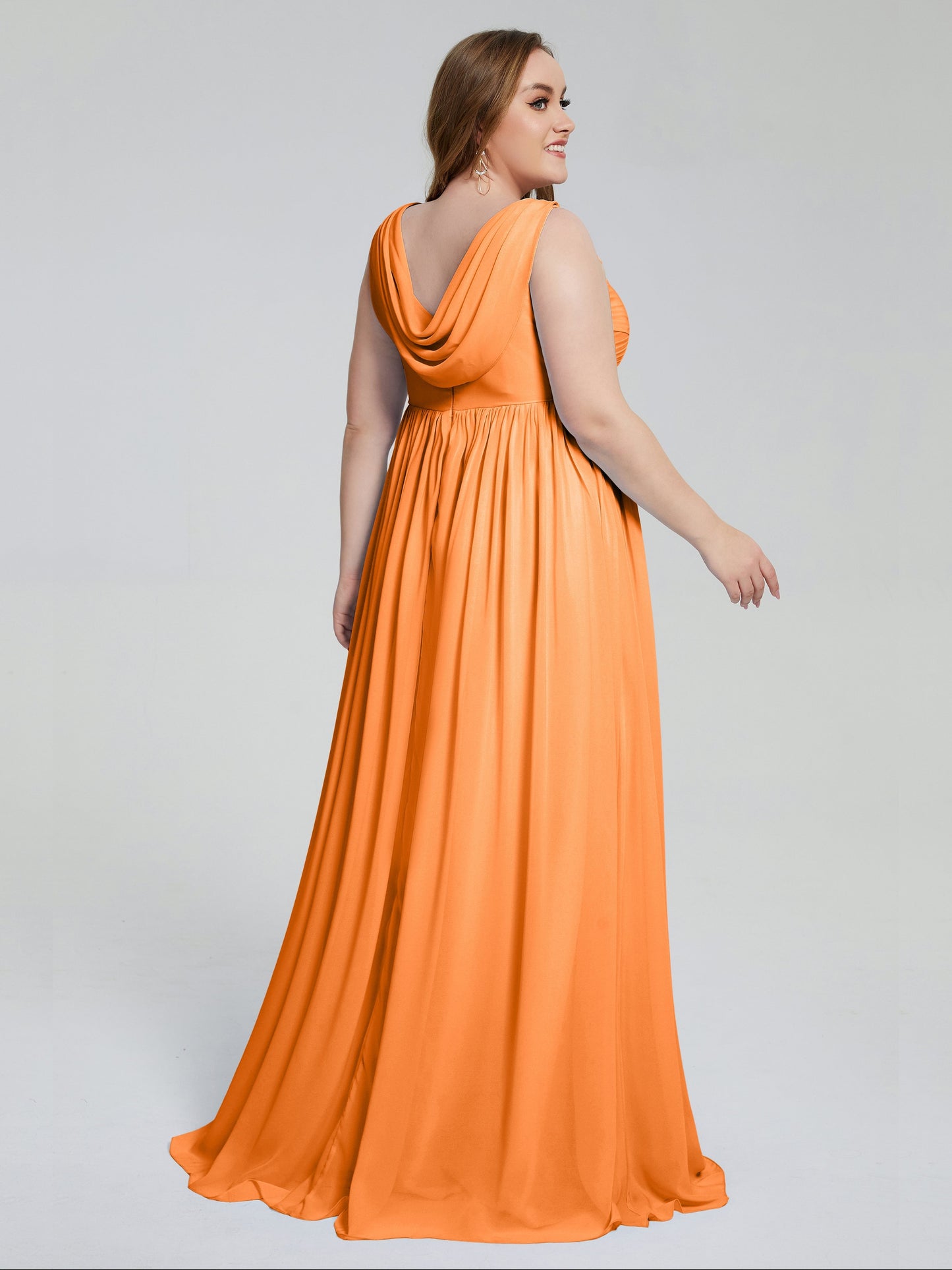 Angelina Sleeveless Plus Size Chiffon Long Bridesmaid Dresses