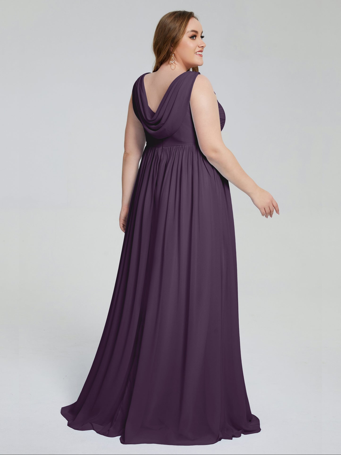 Angelina Sleeveless Plus Size Chiffon Long Bridesmaid Dresses
