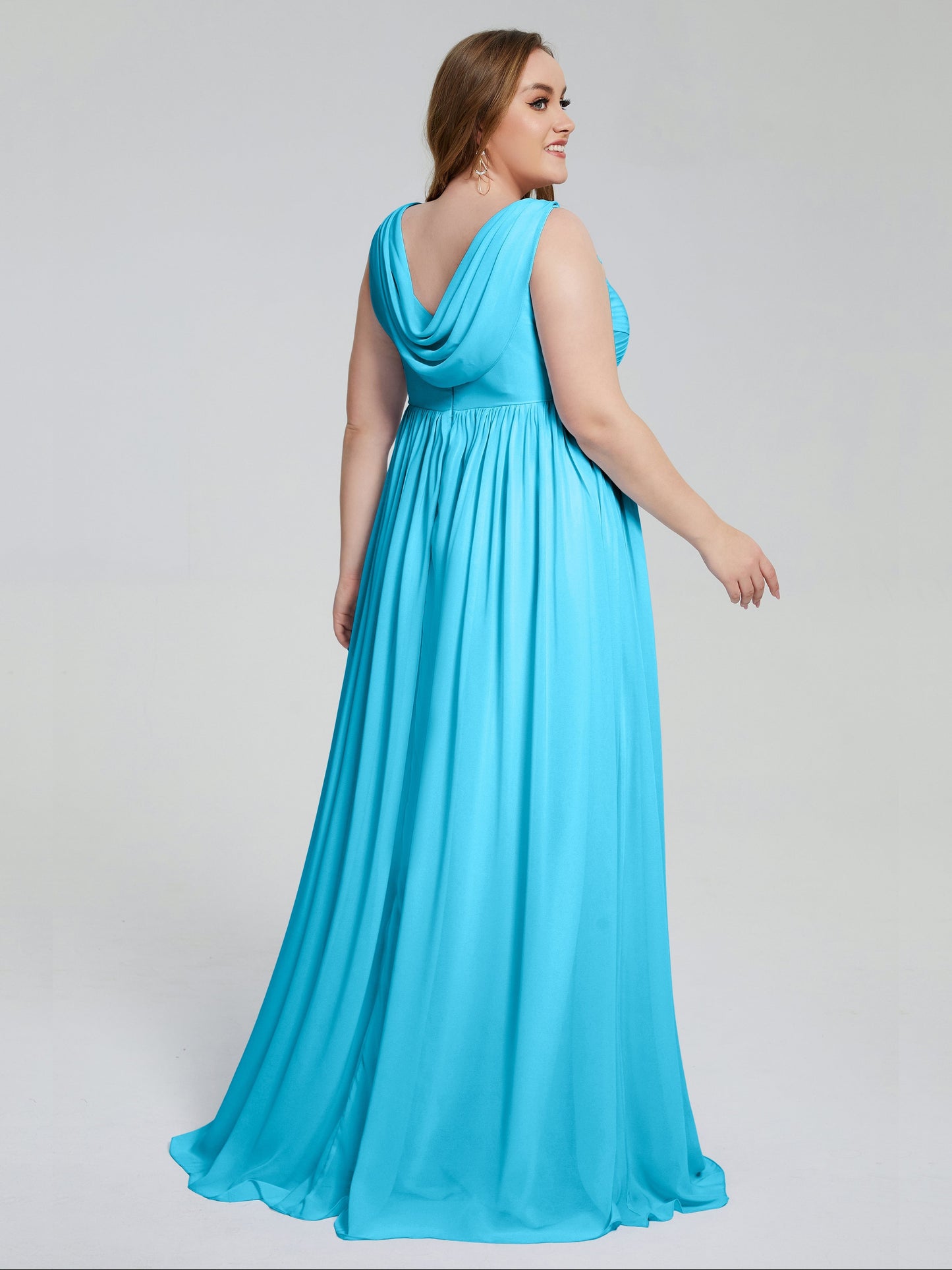 Angelina Sleeveless Plus Size Chiffon Long Bridesmaid Dresses
