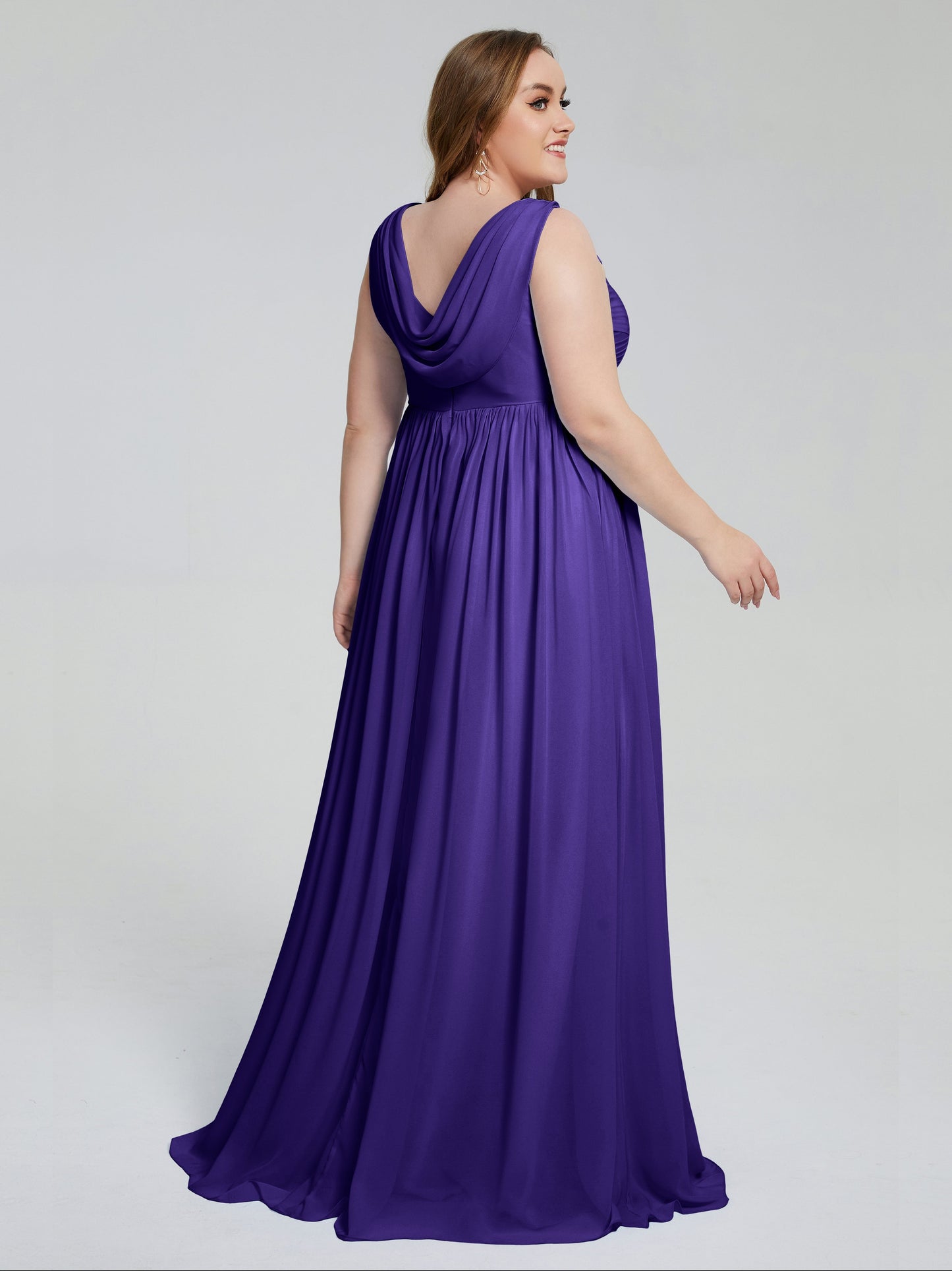 Angelina Sleeveless Plus Size Chiffon Long Bridesmaid Dresses
