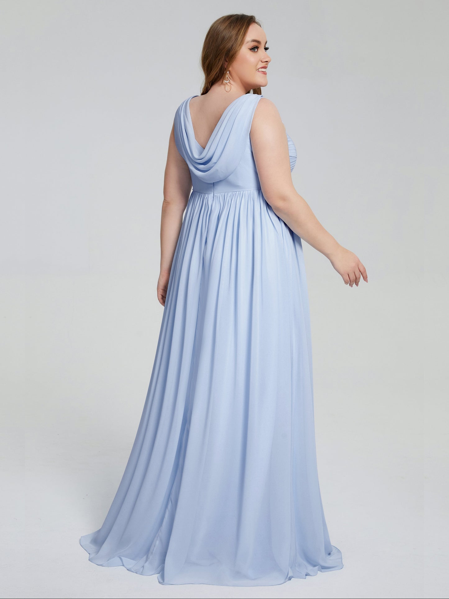 Angelina Sleeveless Plus Size Chiffon Long Bridesmaid Dresses