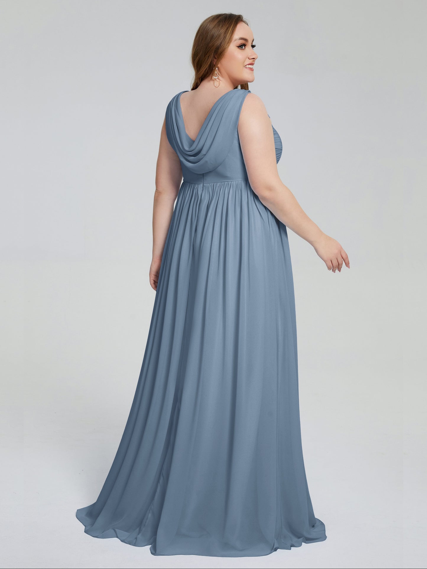 Angelina Sleeveless Plus Size Chiffon Long Bridesmaid Dresses