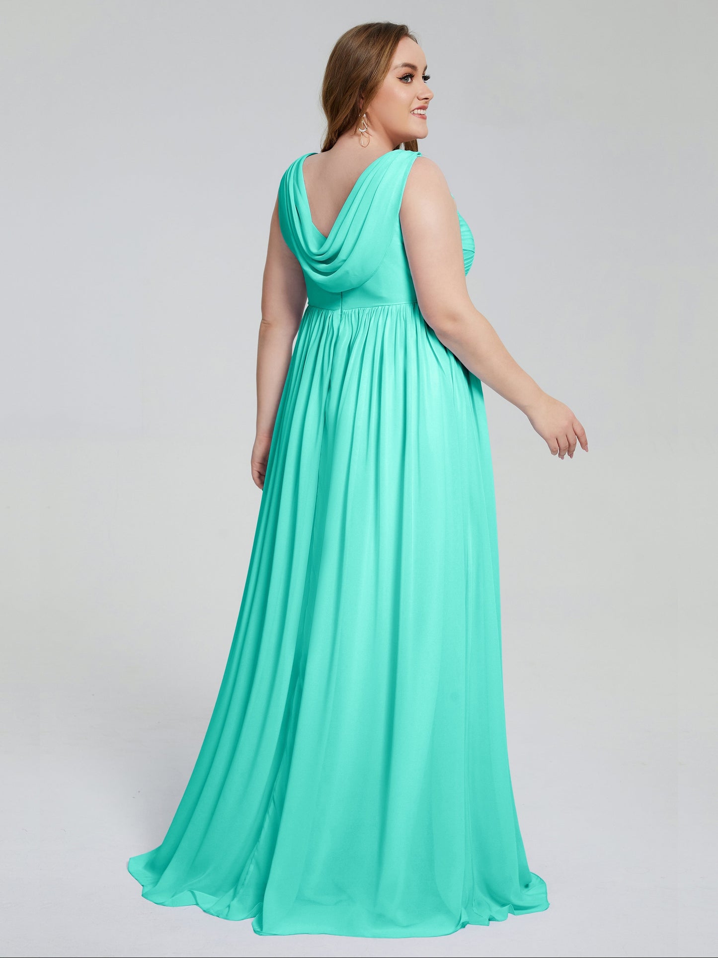 Angelina Sleeveless Plus Size Chiffon Long Bridesmaid Dresses