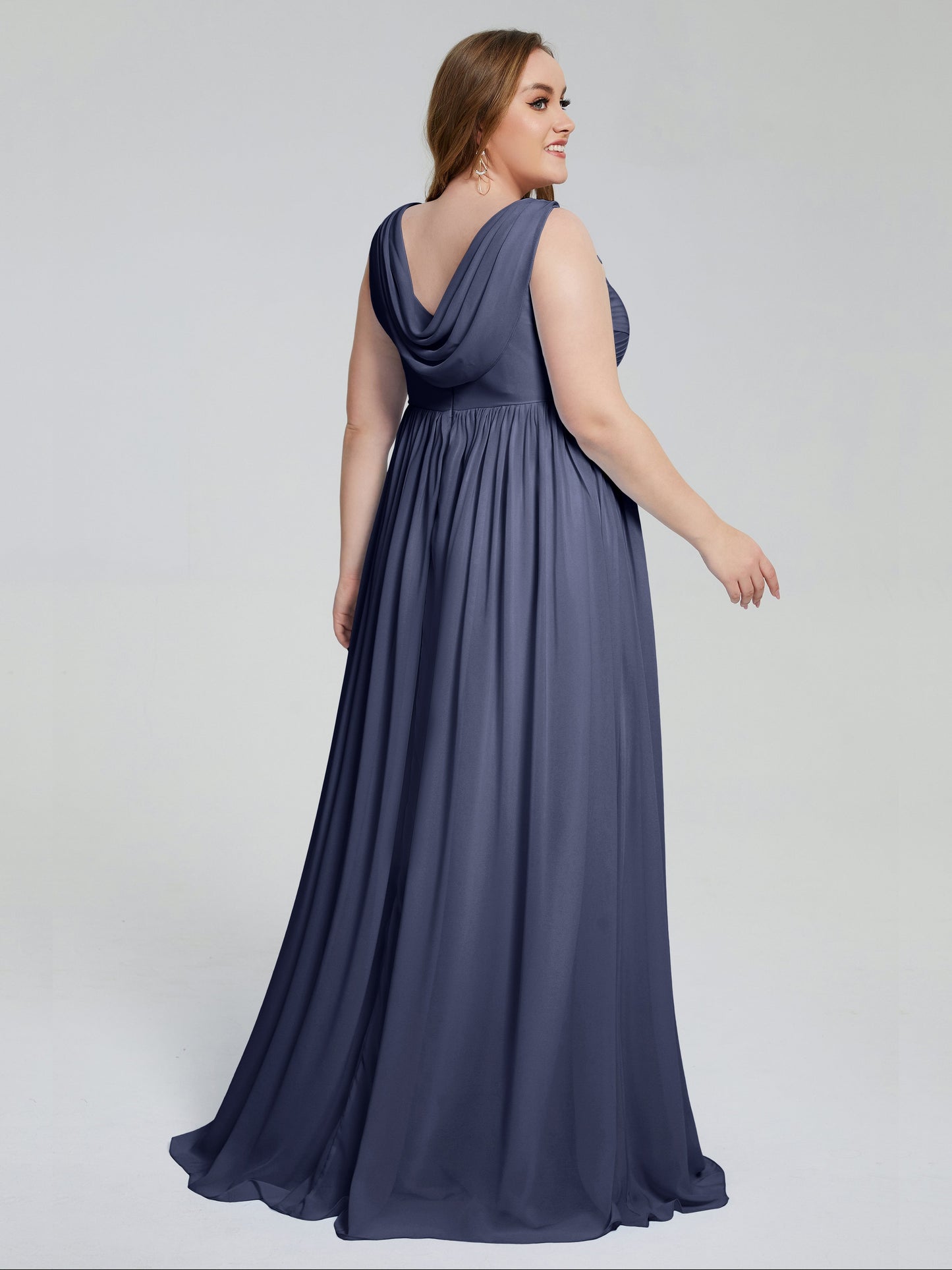 Angelina Sleeveless Plus Size Chiffon Long Bridesmaid Dresses