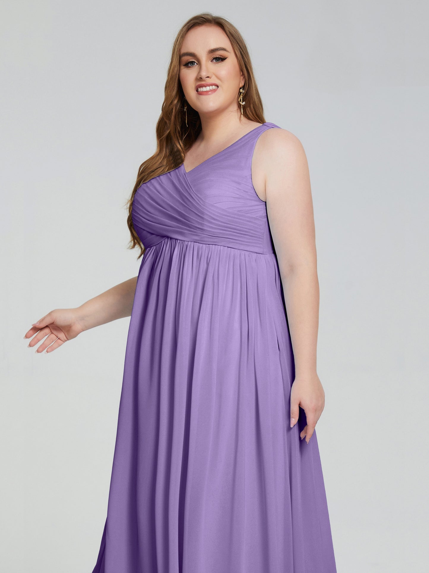 Angelina Sleeveless Plus Size Chiffon Long Bridesmaid Dresses
