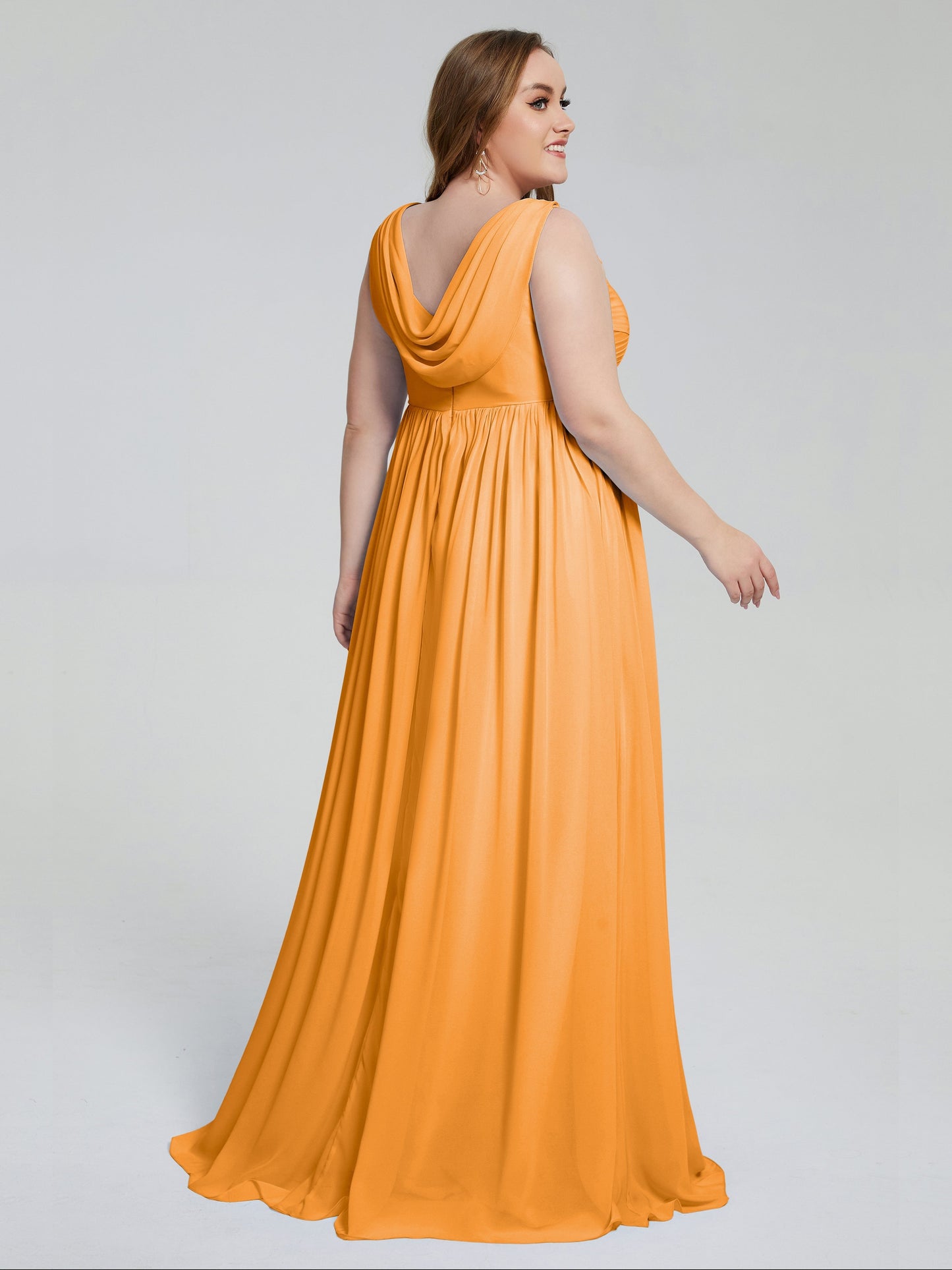 Angelina Sleeveless Plus Size Chiffon Long Bridesmaid Dresses