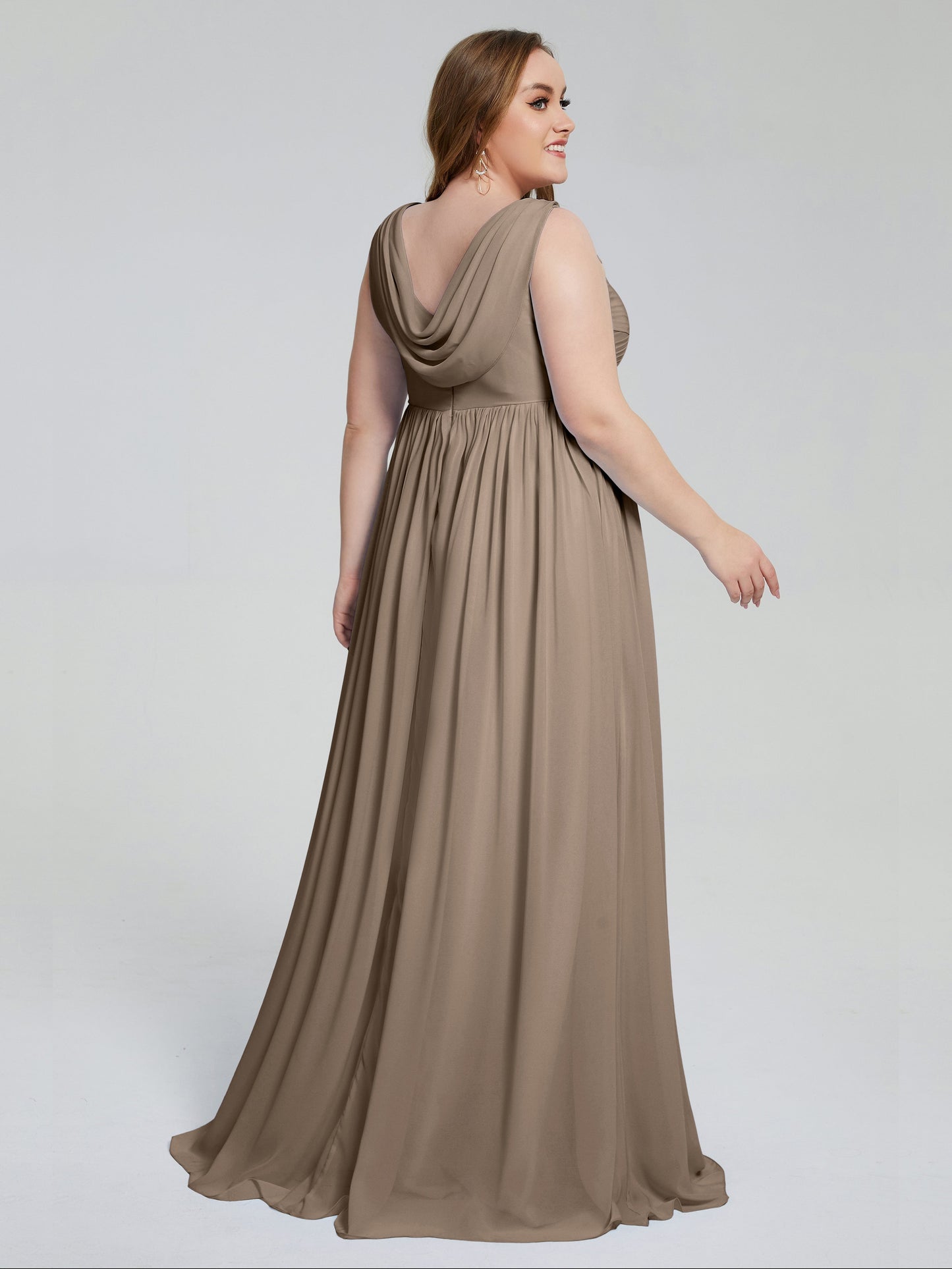 Angelina Sleeveless Plus Size Chiffon Long Bridesmaid Dresses