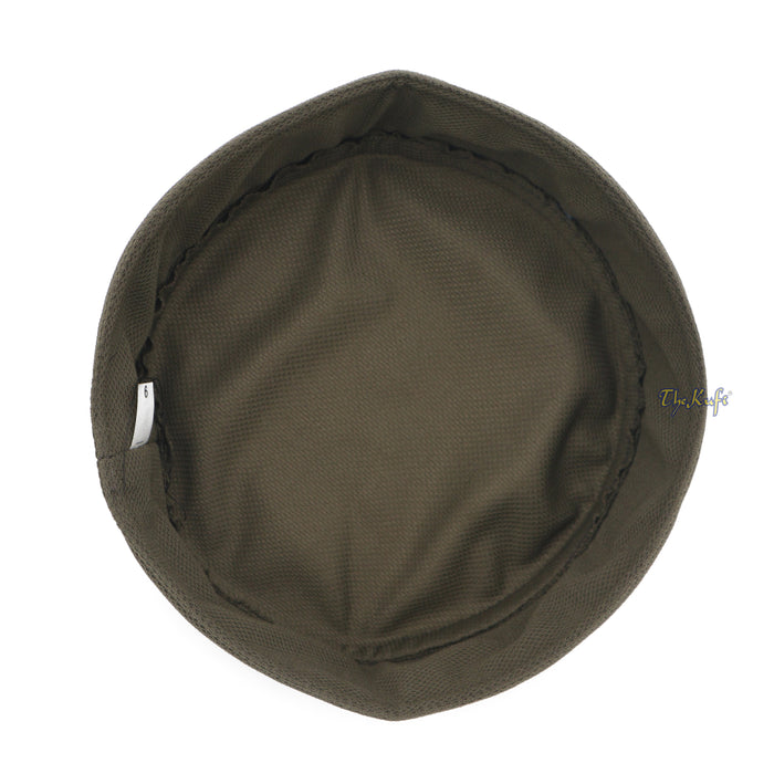 Army Green and Black Madun Vented Top Pliable Two-Color Round Kufi Hat