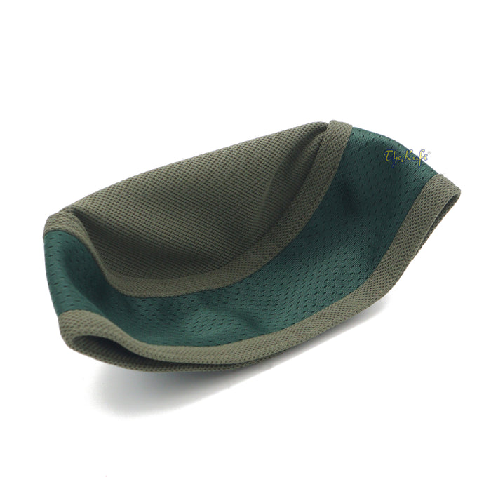Army Green and Dark Green Madun Vented Top Pliable Two-Color Round Kufi Hat