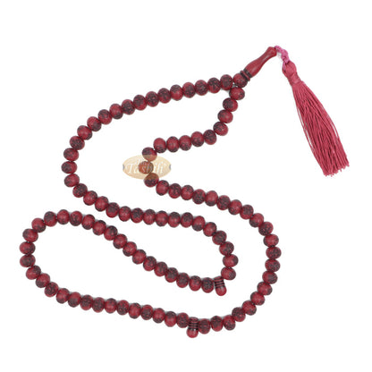 Basmallah Dark Red Plastic Tasbih 8 mm Prayer Beads Bismillahirrahmanirrahim On Each Bead