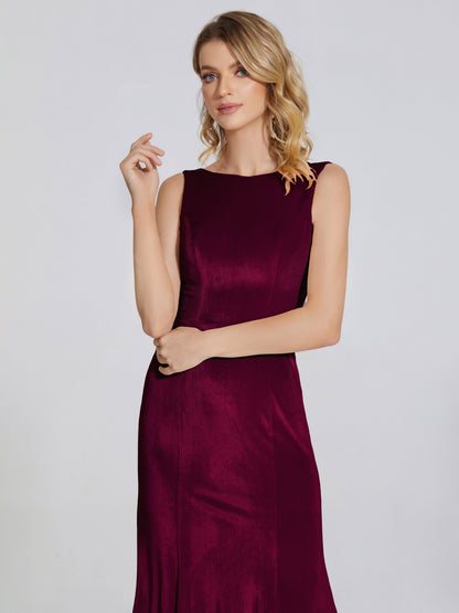 Rebecca Bateau Neck Velvet Trumpet Bridesmaid Dress