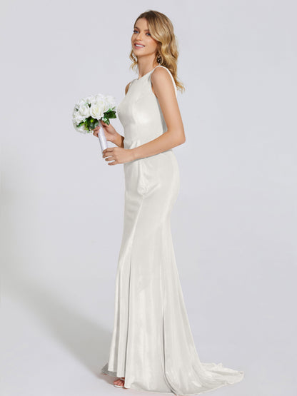 Rebecca Bateau Neck Velvet Trumpet Bridesmaid Dress