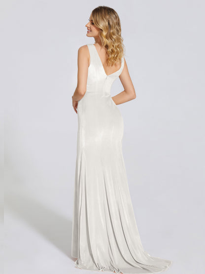 Rebecca Bateau Neck Velvet Trumpet Bridesmaid Dress