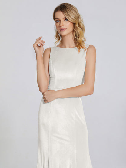 Rebecca Bateau Neck Velvet Trumpet Bridesmaid Dress