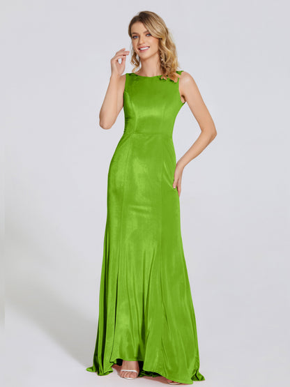 Rebecca Bateau Neck Velvet Trumpet Bridesmaid Dress