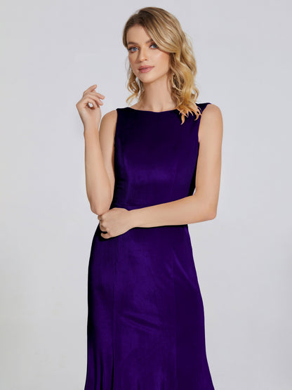 Rebecca Bateau Neck Velvet Trumpet Bridesmaid Dress
