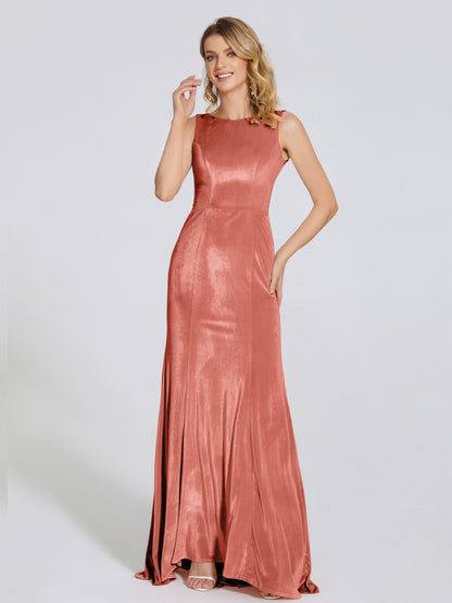 Rebecca Bateau Neck Velvet Trumpet Bridesmaid Dress