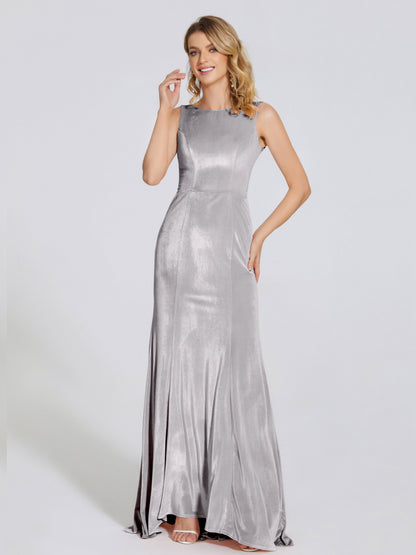 Rebecca Bateau Neck Velvet Trumpet Bridesmaid Dress