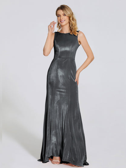 Rebecca Bateau Neck Velvet Trumpet Bridesmaid Dress
